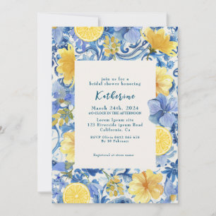 Invitation Citrus citron bleu italien douche nuptiale
