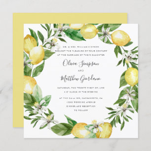 Invitation Citrus citron et mariage officiel feuille
