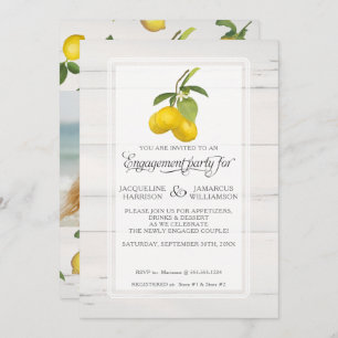 Invitation Citrus citron gris floral Fiançailles de feuillage