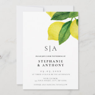 Invitation Citrus citron Mariage de verdure