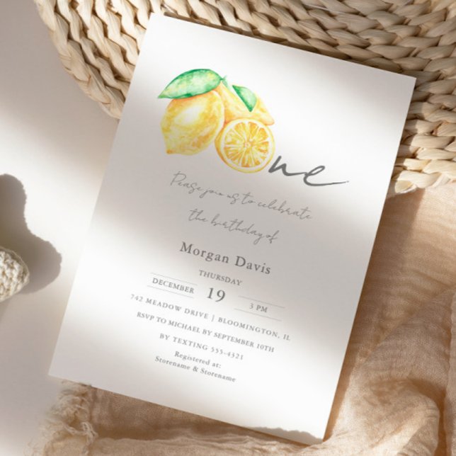 Invitation Citrus citron Squeeze Été Bébé Premier anniversair (Créateur téléchargé)