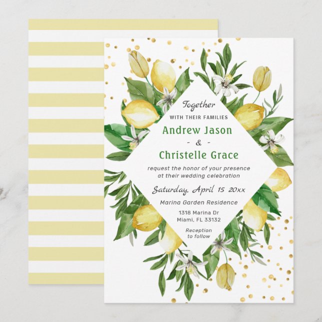 Invitation Citrus Citrus Italie Mariage moderne italien éléga (Devant / Derrière)
