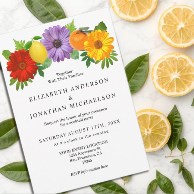 Invitation Citrus Floral Garden Mariage Cocktail Party (Créateur téléchargé)