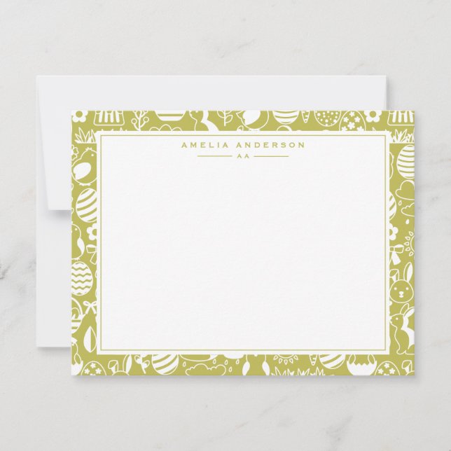 Invitation Citrus Green Easter Egg Frame Note Card (Devant)