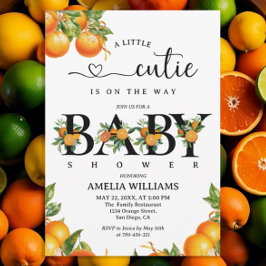 Invitation Citrus Green Elégant Baby shower orange