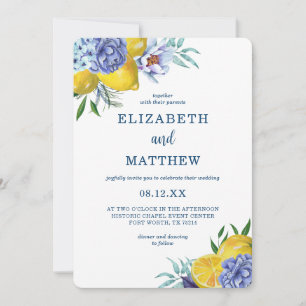 Invitation Citrus Lemon Floral Mariage