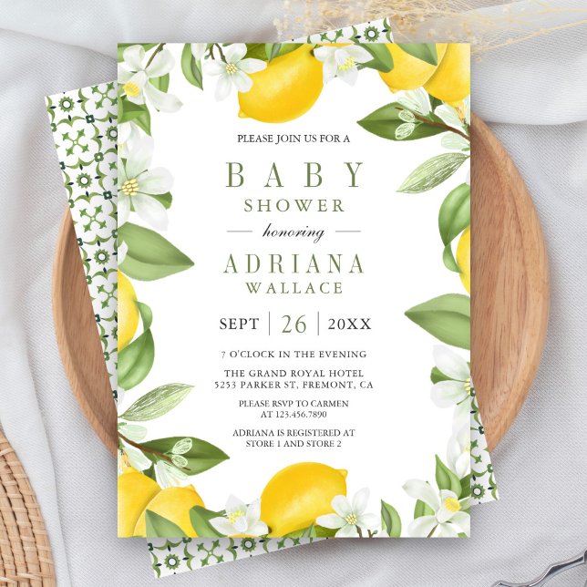 Invitation Citrus Lemon Orchard Baby shower d'été botanique (Créateur téléchargé)