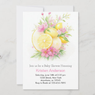 Invitation Citrus lunaire Dreamy Lemon Girl Baby shower