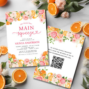 Invitation Citrus Main Squeeze QR Code Fête des mariées