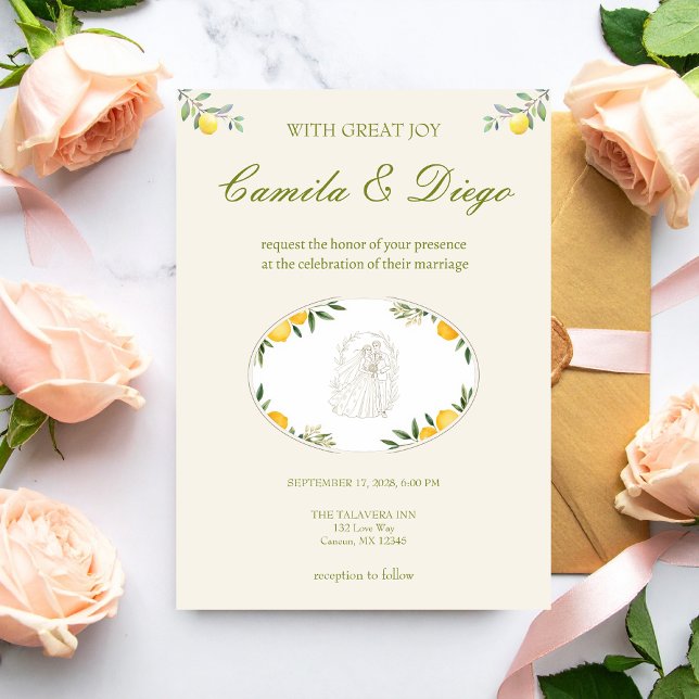 Invitation Citrus Olive Mediterranean Botanical Wedding (Créateur téléchargé)