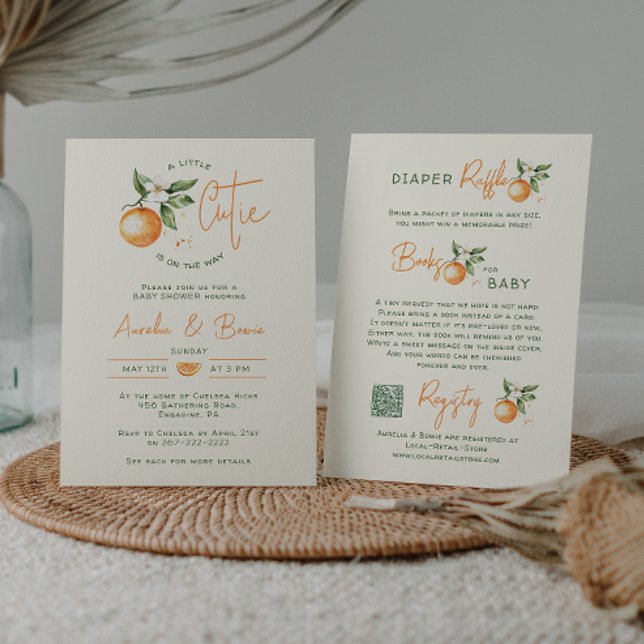 Invitation Citrus Orange Little Cutie Tout En Un Baby shower (Créateur téléchargé)