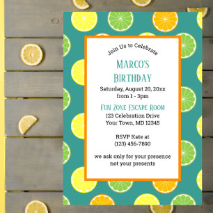 Invitation Citrus Slices Toutes les occasions Blue Party