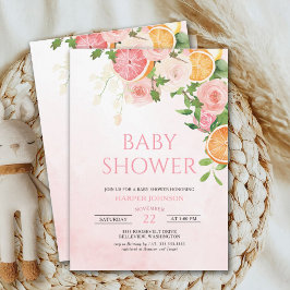 Invitation Citrus Thème Fruit Baby shower Floral