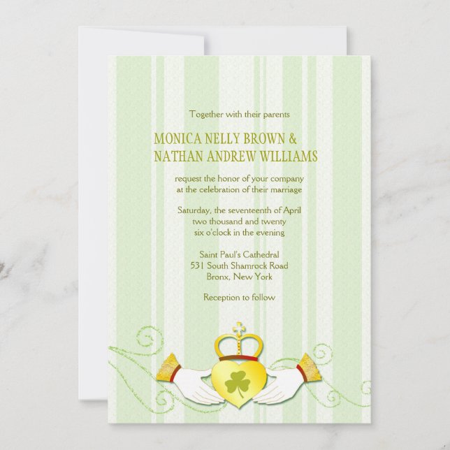 Invitation Claddagh Heart Ring Mariage irlandais (Devant)
