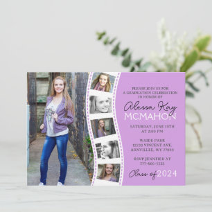 Invitation Clair Purple & Blanc Filmstrip 6 Diplôme photo