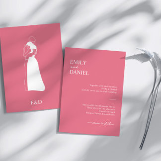 Invitation Clair rose moderne mainDraw Couple Mariage