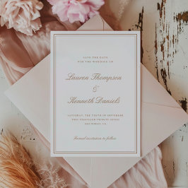 Invitation Clair Taupe Élégant Script Enregistrer La Date