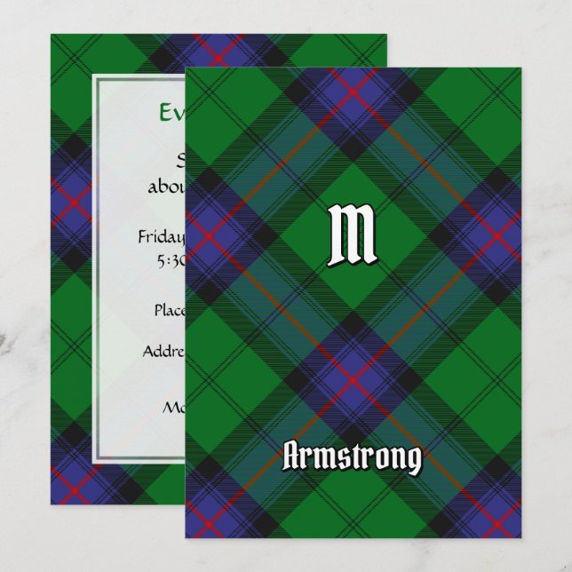 Invitation Clan Armstrong Tartan (Devant / Derrière)