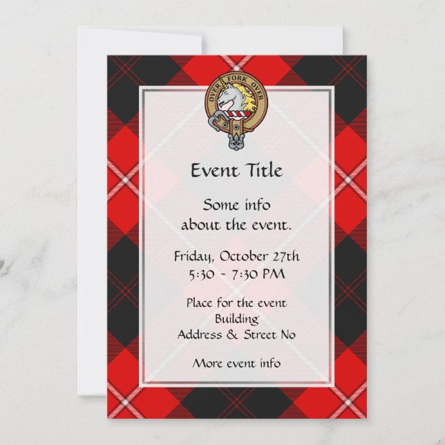 Invitation Clan Cunningham Crest sur Tartan (Devant)