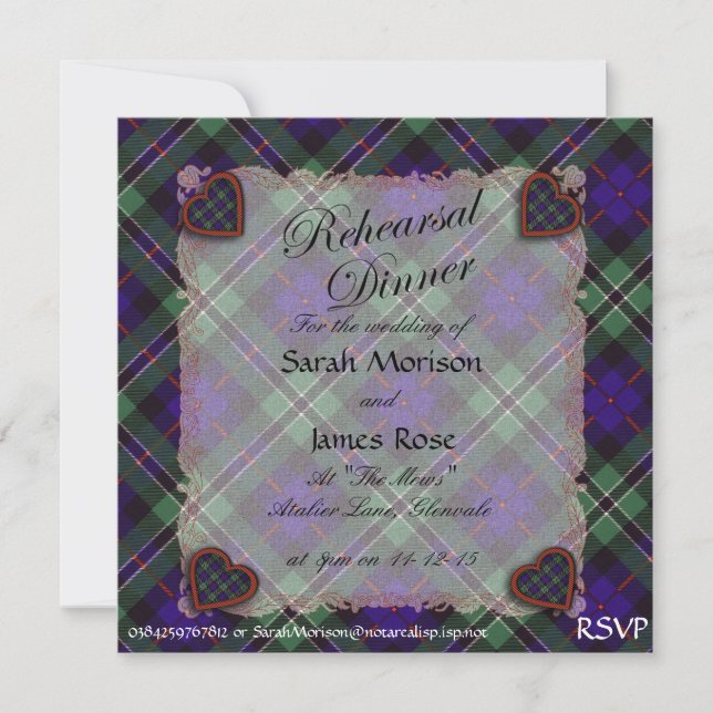 Invitation Clan écossais Rose tartan - Plaid (Devant)