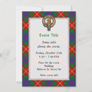 Invitation Clan Fraser de Lovat Crest sur Tartan