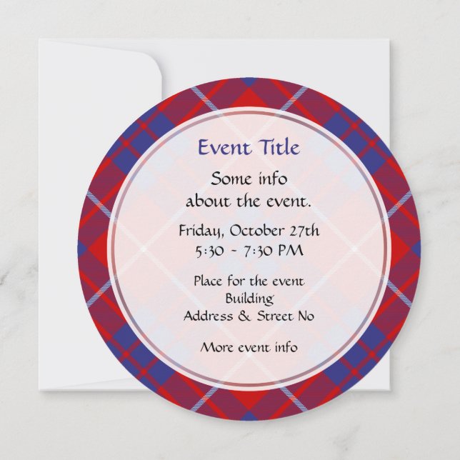 Invitation Clan Hamilton Red Tartan (Dos)