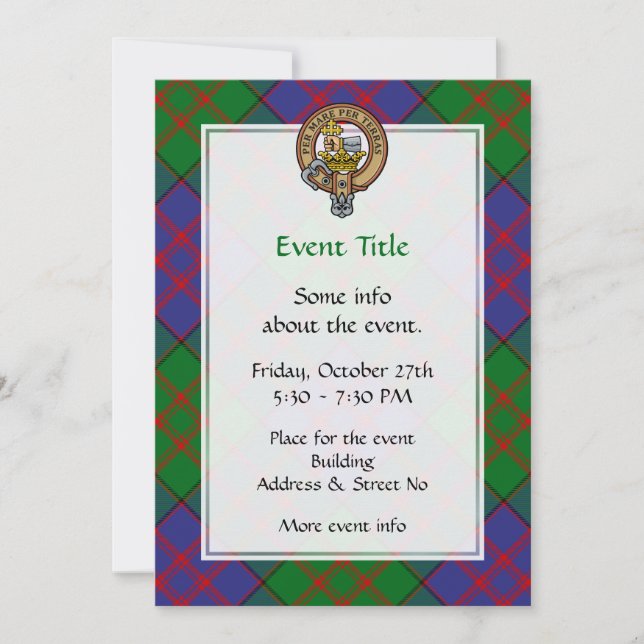 Invitation Clan MacDonald Crest sur Tartan (Devant)