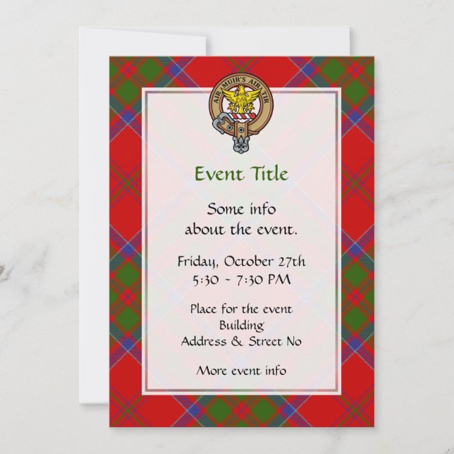 Invitation Clan MacDonald de Keppoch Crest sur Tartan (Devant)