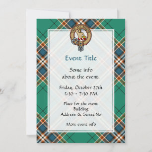 Invitation Clan MacFarlane Crest sur Tartan de chasse antique