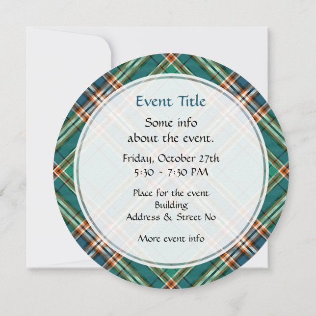 Invitation Clan MacFarlane Tartan de chasse antique (Dos)
