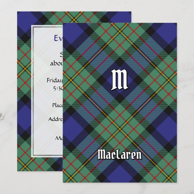 Invitation Clan MacLaren Tartan (Devant / Derrière)