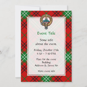 Invitation Clan Morrison Crest sur Red Tartan