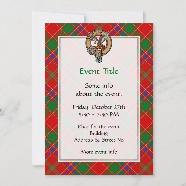 Invitation Clan Munro Crest over Tartan (Devant)
