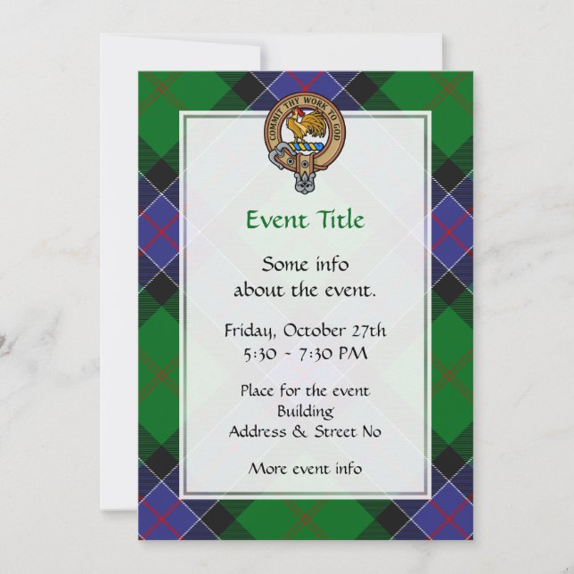 Invitation Clan Sinclair Crest sur la chasse Tartan (Devant)