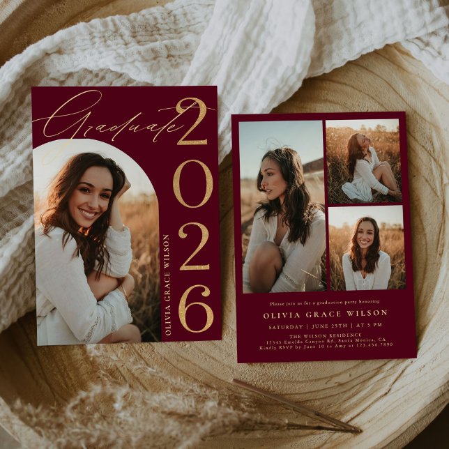 Invitation Class of 2026 Arch Photo Graduation Party (Créateur téléchargé)
