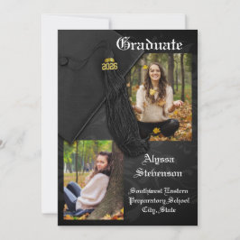Invitation Class of 2026 Black Tassel Dignified Graduation