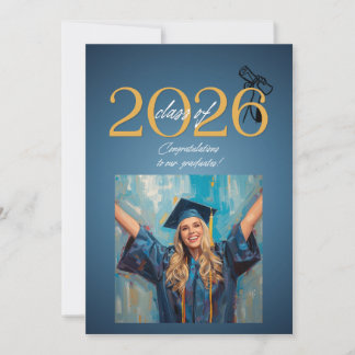 Invitation Class of 2026 Graduation Celebration Modern Blue &