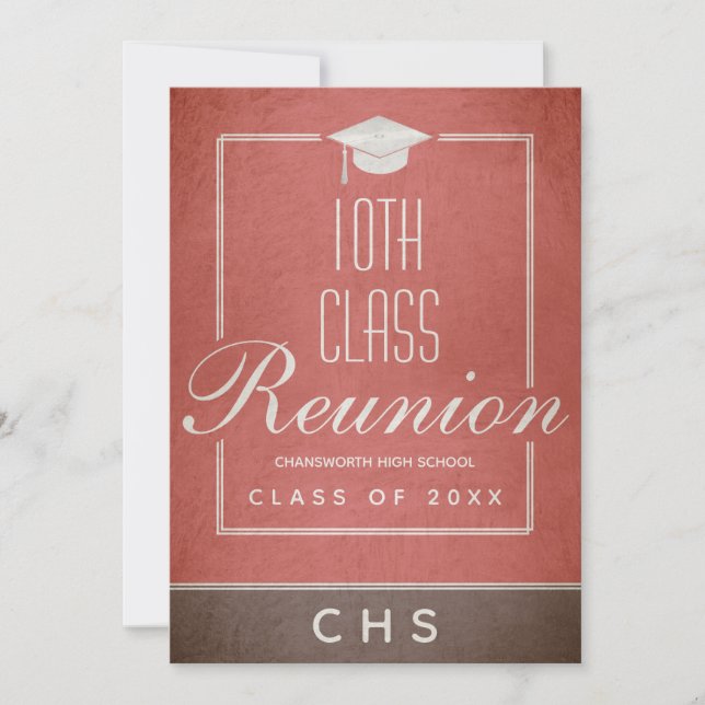 Invitation Classe 10e Réunion Élégant Script Rouge Noir (Devant)