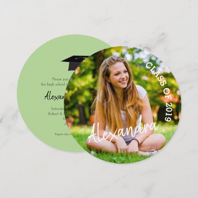 Invitation Classe 2019, Photo Graduation Party, Round (Devant / Derrière)