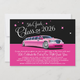 Invitation Classe 5e Classe Fille Pink Limousine Night Out