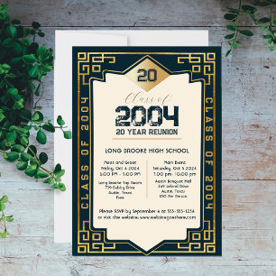 Invitation Classe Art Déco élégant de 2004 20 ans HS Réunion