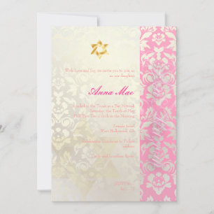 Invitation Classé + Bat mitzvah Damas élégant/rose chic