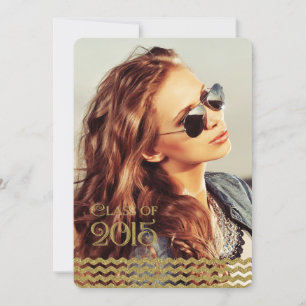 Invitation Classe Black and Gold Chevron 2015