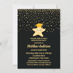 Invitation Classe Black and Gold de 2023 Super Star