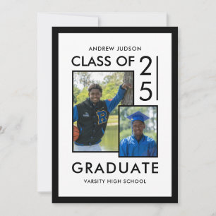Invitation Classe Blanche Moderne De 25 Photo Grad Party