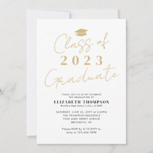 Invitation Classe chic de 2023 Gold Graduate Graduate Party
