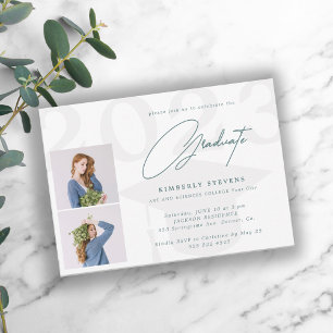 Invitation Classe d'année élégante 2 photos fête de remise de