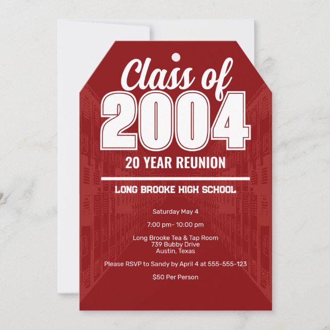 Invitation Classe de 2004 20 année Lycée Réunions Lockers (Devant)