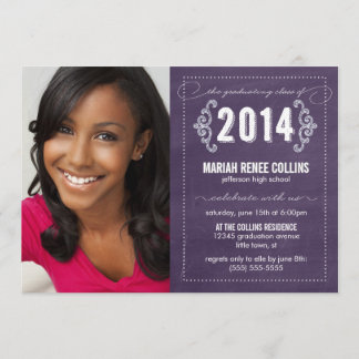 Invitation Classe de 2014 Chalkboard Graduation Photo Invitat