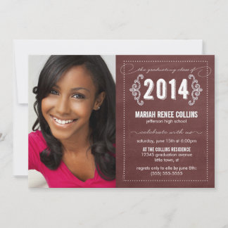 Invitation Classe de 2014 Chalkboard Graduation Photo Invitat
